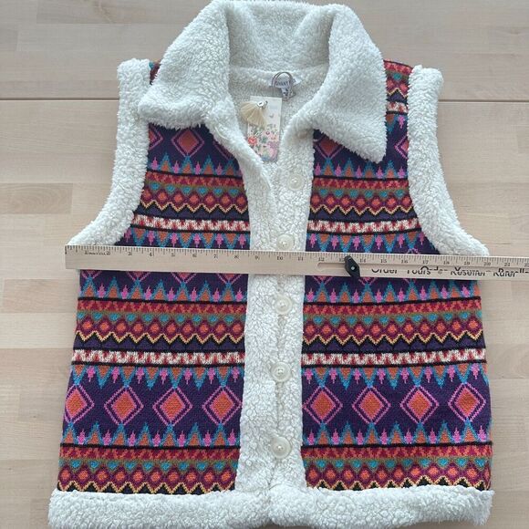 Johnny Was Vest Women Small Yuya Sherpa Alpaca Blend Aztec Boho Print Jacket NWT - Picture 10 of 15
